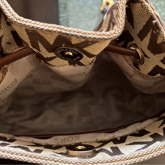 Michael Kors MK Monogram Canvas Tassel Bucket Crossbody Satchel … - Picture 8 of 8